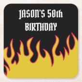 Benutzerdefiniertes Party für Rock- und Roll-Flamm Rechteckiger Pappuntersetzer (Vorderseite)