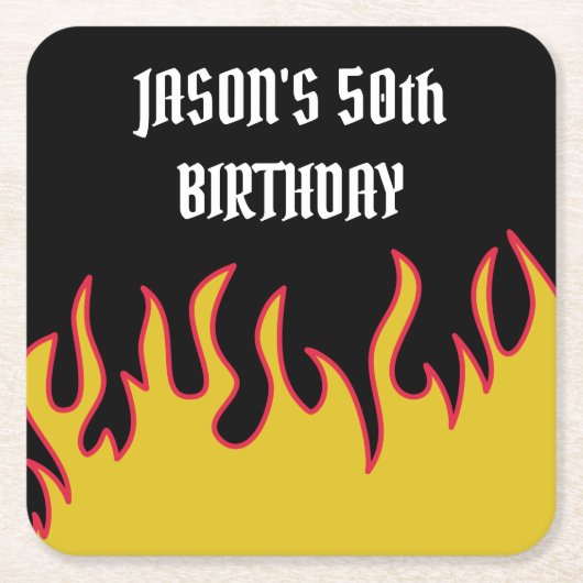 Benutzerdefiniertes Party für Rock- und Roll-Flamm Rechteckiger Pappuntersetzer (Vorderseite)
