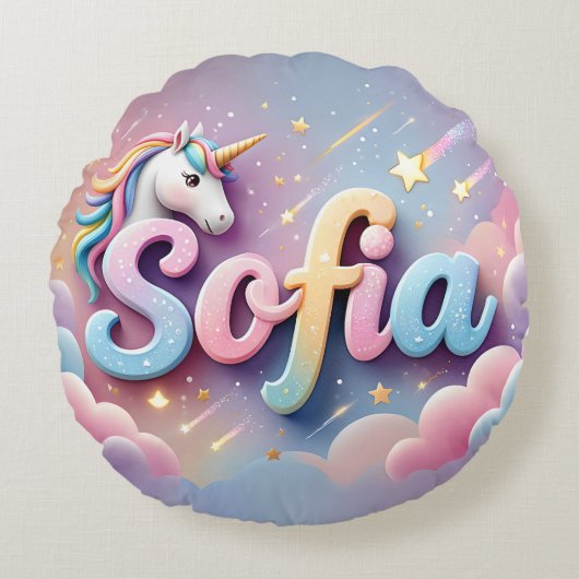 Benutzerdefiniertes Pastell-Einhorn Sofia Kissen (Vorderseite)