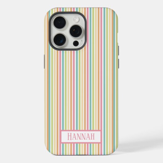 Benutzerdefiniertes Pastell-Regenbogen-Vertikalstr iPhone Hülle (Rückseite)