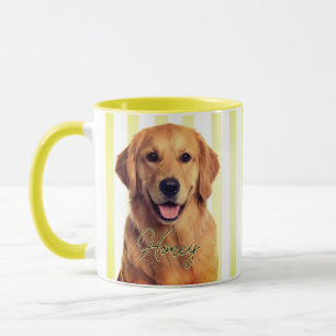 Benutzerdefiniertes Pastellgelb Streifen Hund Port Tasse