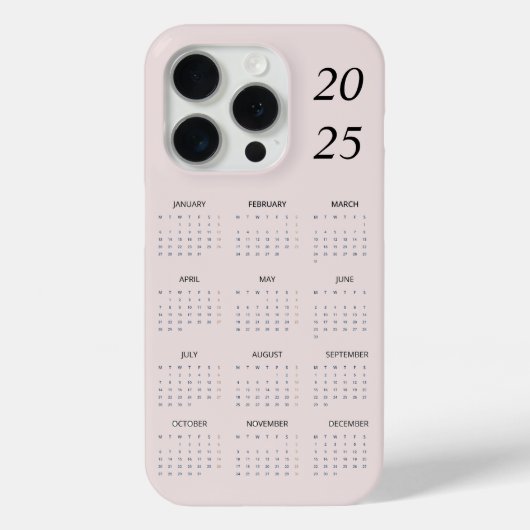 Benutzerdefiniertes Pastellrosa 2025 Kalender Case-Mate iPhone Hülle (Rückseite)