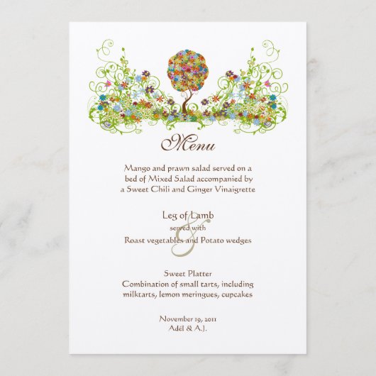 benutzerdefiniertes Patchwork-Tree-Programm Menükarte (Rückseite)