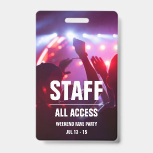 Benutzerdefiniertes Personal All Access Concert Ausweis