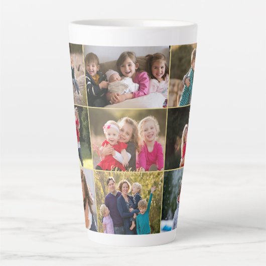 Benutzerdefiniertes Personalisiert 9-Fotolack-Gold Milchtasse (Vorderseite)
