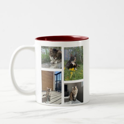 Benutzerdefiniertes Personalisiertes Cat Foto 4 Fo Zweifarbige Tasse (Links)