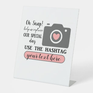 Benutzerdefiniertes Personalisiertes Hashtag-Hochz Sockelschild