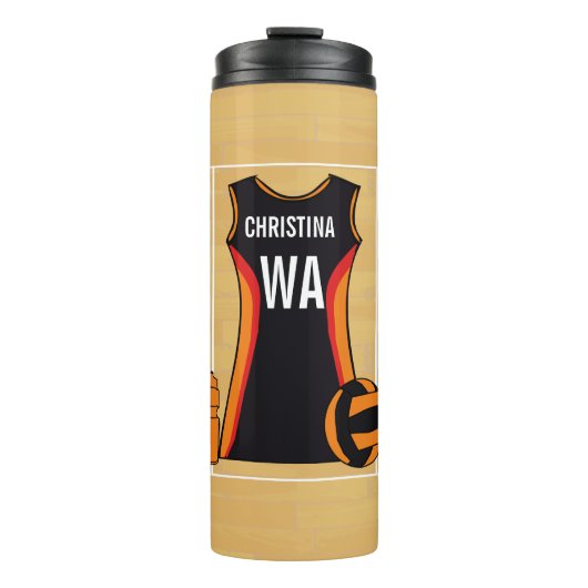 Benutzerdefiniertes Personalisiertes Netball Thermosbecher (Vorderseite)