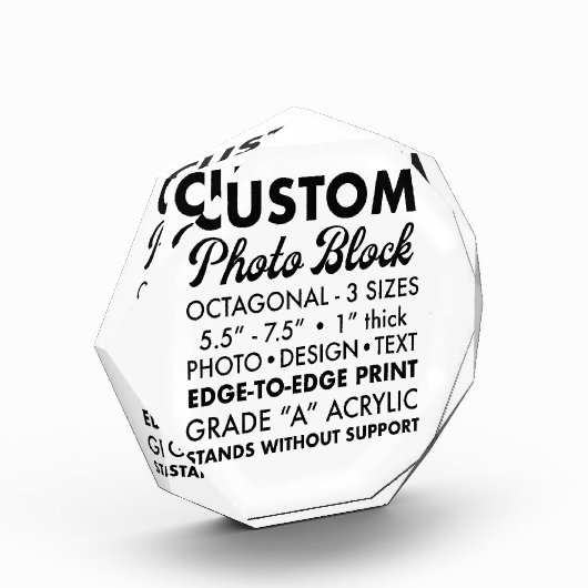 Benutzerdefiniertes Personalisiertes Oktagon-Foto  Fotoblock (Links)