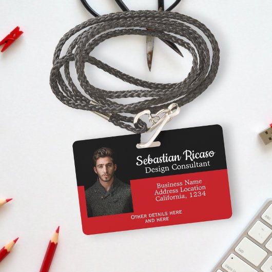 Benutzerdefiniertes Personalisiertes Red Black Ausweis