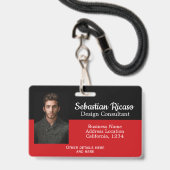 Benutzerdefiniertes Personalisiertes Red Black Ausweis (Vorderseite mit Lanyard)