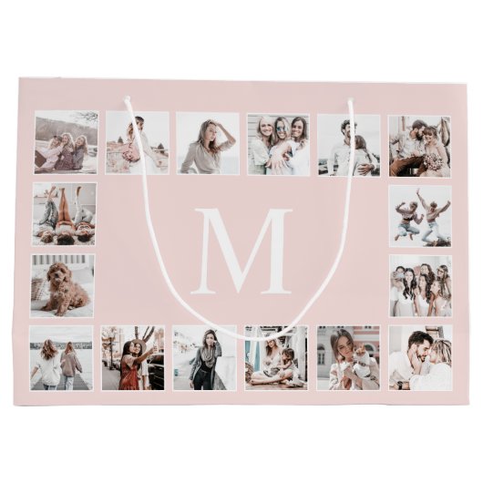 Benutzerdefiniertes Personalisiertes Rosa Große Geschenktüte (Rückseite)