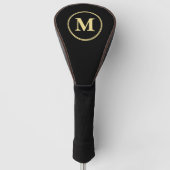 Benutzerdefiniertes Personalisiertes Schwarz-Gold  Golf Headcover (Vorderseite)