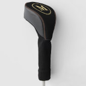 Benutzerdefiniertes Personalisiertes Schwarz-Gold  Golf Headcover (angewinkelt)