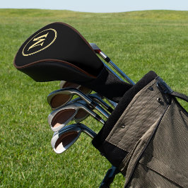 Benutzerdefiniertes Personalisiertes Schwarz-Gold  Golf Headcover