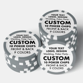 Benutzerdefiniertes personalisiertes Set von 10 GR Pokerchips