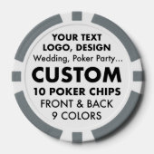 Benutzerdefiniertes personalisiertes Set von 10 GR Pokerchips (Vorderseite)