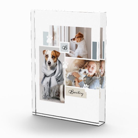 Benutzerdefiniertes Pet Collage Monogram Modern Th Fotoblock (Rechts)