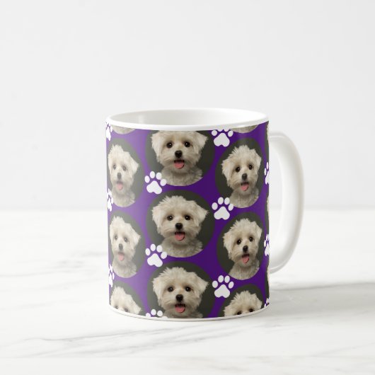 Benutzerdefiniertes Pet-Foto Druckmuster Lila Kaffeetasse (VorderseiteRechts)