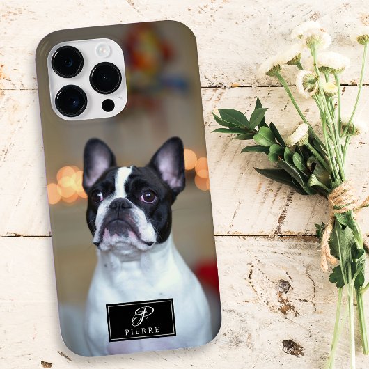 Benutzerdefiniertes Pet-Portrait Elegantes Monogra Case-Mate iPhone Hülle