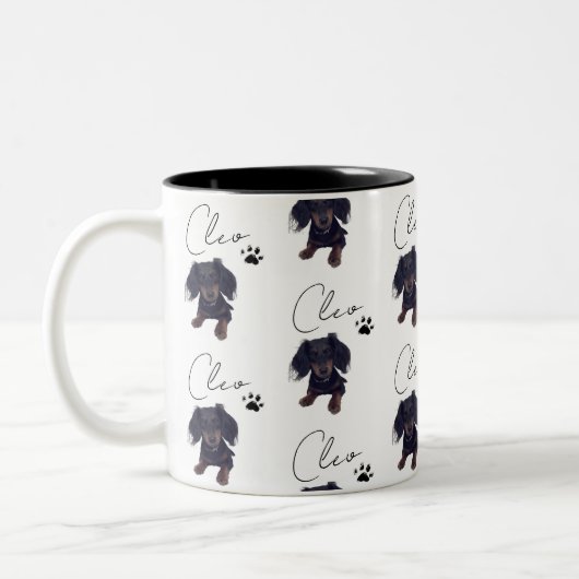 Benutzerdefiniertes Pet-Portrait und Skriptnamen-Ü Zweifarbige Tasse (Links)