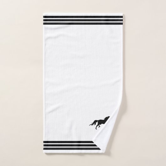 Benutzerdefiniertes Pferd & Drei schwarze Streifen Badhandtuch Set (Handtuch)