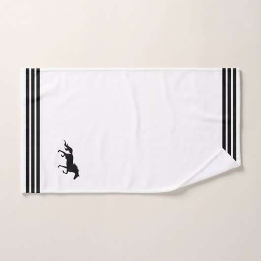 Benutzerdefiniertes Pferd & Drei schwarze Streifen Badhandtuch Set (Handtuch)