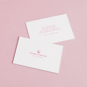 Benutzerdefiniertes Pink Monogramm Modern Professi Visitenkarte