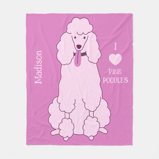Benutzerdefiniertes Pink-Poodle Fleecedecke (Vorderseite)