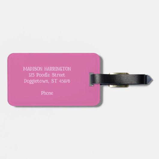 Benutzerdefiniertes Pink-Poodle Gepäckanhänger (Rückseite horizontal)