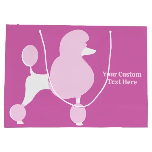 Benutzerdefiniertes Pink-Poodle Große Geschenktüte (Rückseite)