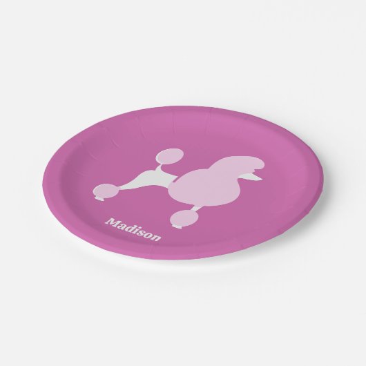 Benutzerdefiniertes Pink-Poodle Pappteller (Schrägansicht)