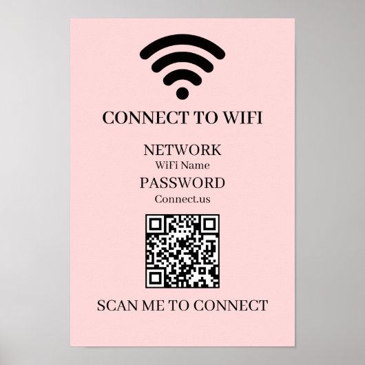 Benutzerdefiniertes Pink WiFi QR | Einfache Netzwe Poster (Vorne)