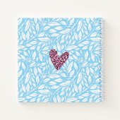 Benutzerdefiniertes Pinky Leopard Herz Blau Chic v Notizblock (Rückseite)