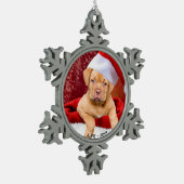 Benutzerdefiniertes Pitbull Puppy-Dog-Foto Schneeflocken Zinn-Ornament (Links)