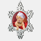 Benutzerdefiniertes Pitbull Puppy-Dog-Foto Schneeflocken Zinn-Ornament (Rechts)