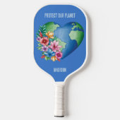 Benutzerdefiniertes Planet Erde Herz Pickleball Schläger (Rückseite)