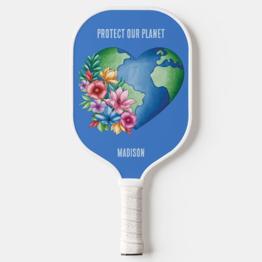Benutzerdefiniertes Planet Erde Herz Pickleball Schläger (Vorderseite)