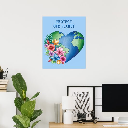 Benutzerdefiniertes Planet Erde Herz Poster (Heimbüro)