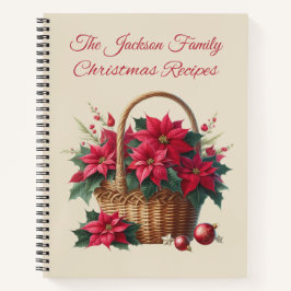 Benutzerdefiniertes Poinsettia-Weihnachtsrezeptbuc Notizblock
