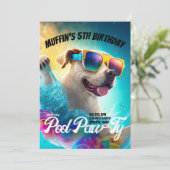 Benutzerdefiniertes Pool Paw-Ty-Dog-Party Einladung (Stehend Vorderseite)