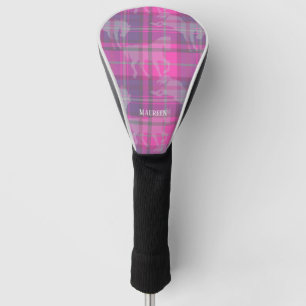 Benutzerdefiniertes preppy rosa lila Pferd Tartan Golf Headcover