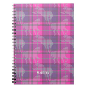 Benutzerdefiniertes preppy rosa lila Pferd Tartan Notizblock