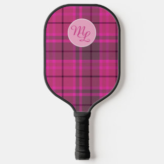 Benutzerdefiniertes Preppy rosa & violett kariert Pickleball Schläger