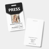 Benutzerdefiniertes Press-ID-Abzeichen mit Foto- u Ausweis (Vorder- & Rückseite)