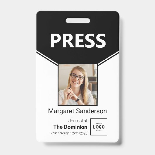Benutzerdefiniertes Press-ID-Abzeichen mit Foto- u Ausweis (Vorderseite)