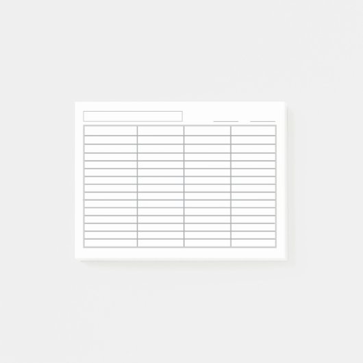 Benutzerdefiniertes Protokoll 4 Spalte Mehrzweckda Post-it Klebezettel (Vorderseite)