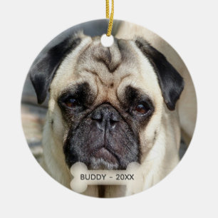Benutzerdefiniertes Pug-Hundefoto Keramik Ornament