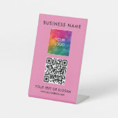 Benutzerdefiniertes QR-Code-Business-Logo Elegant Sockelschild (Vorderseite)