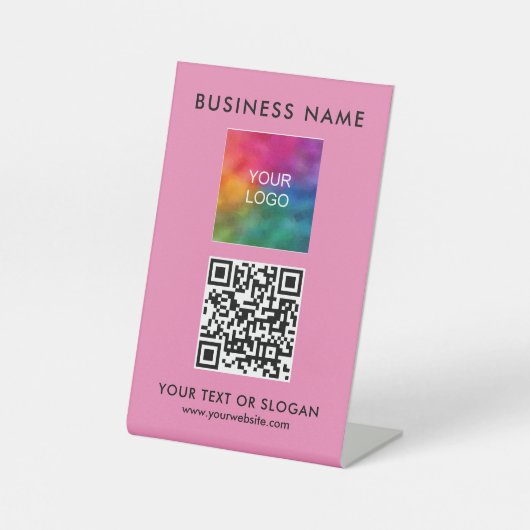 Benutzerdefiniertes QR-Code-Business-Logo Elegant  Sockelschild (Vorderseite)